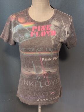 Rockware Pink Floyd Y2K Cotton Blend Dark Side Of The Moon Babydoll Bad Tee Top